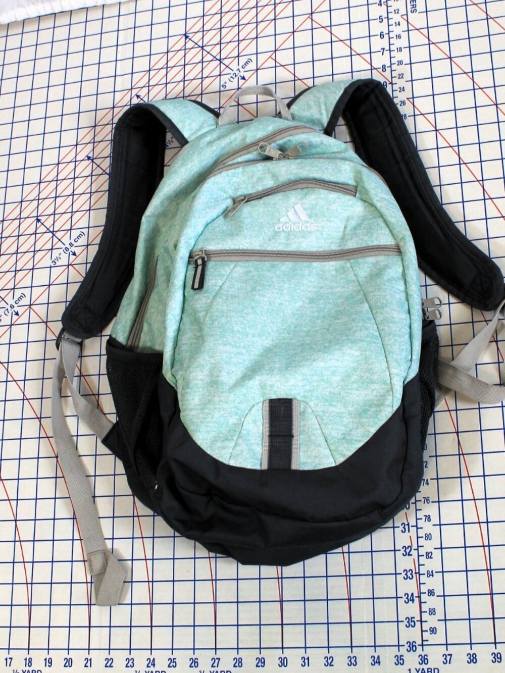 Large Adidas Backpack Bookbag Heathered Aqua - Picture 4 of 9